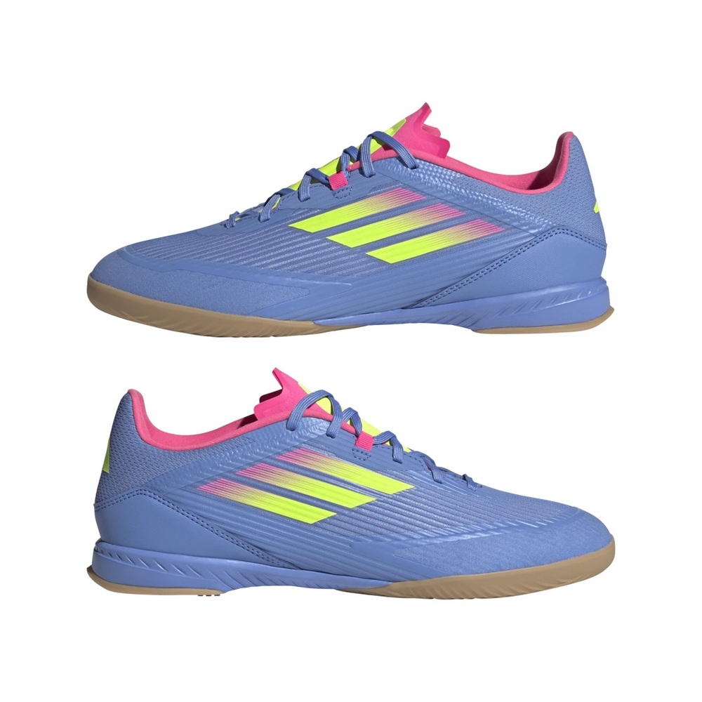 Adidas Kids Boys F50 League Indoor Futsal Junior Blue/Lemon Cleats 3 EUC